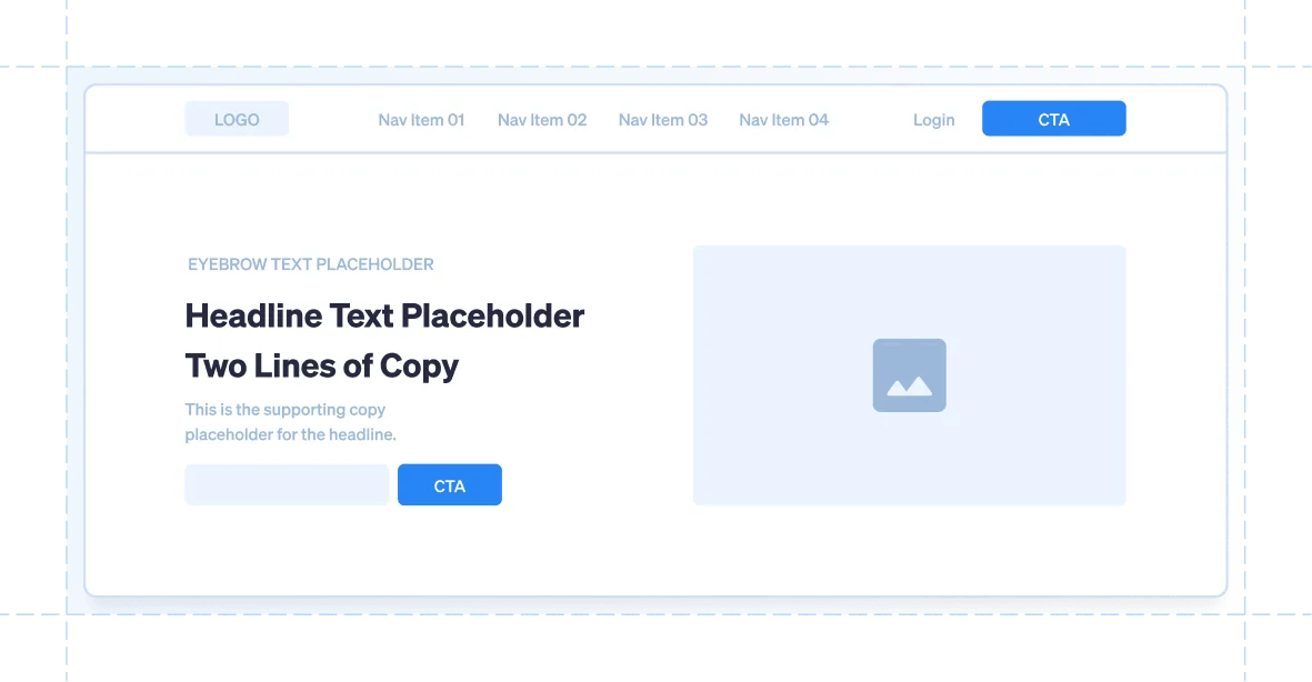 The following website elements make up a basic hero component.