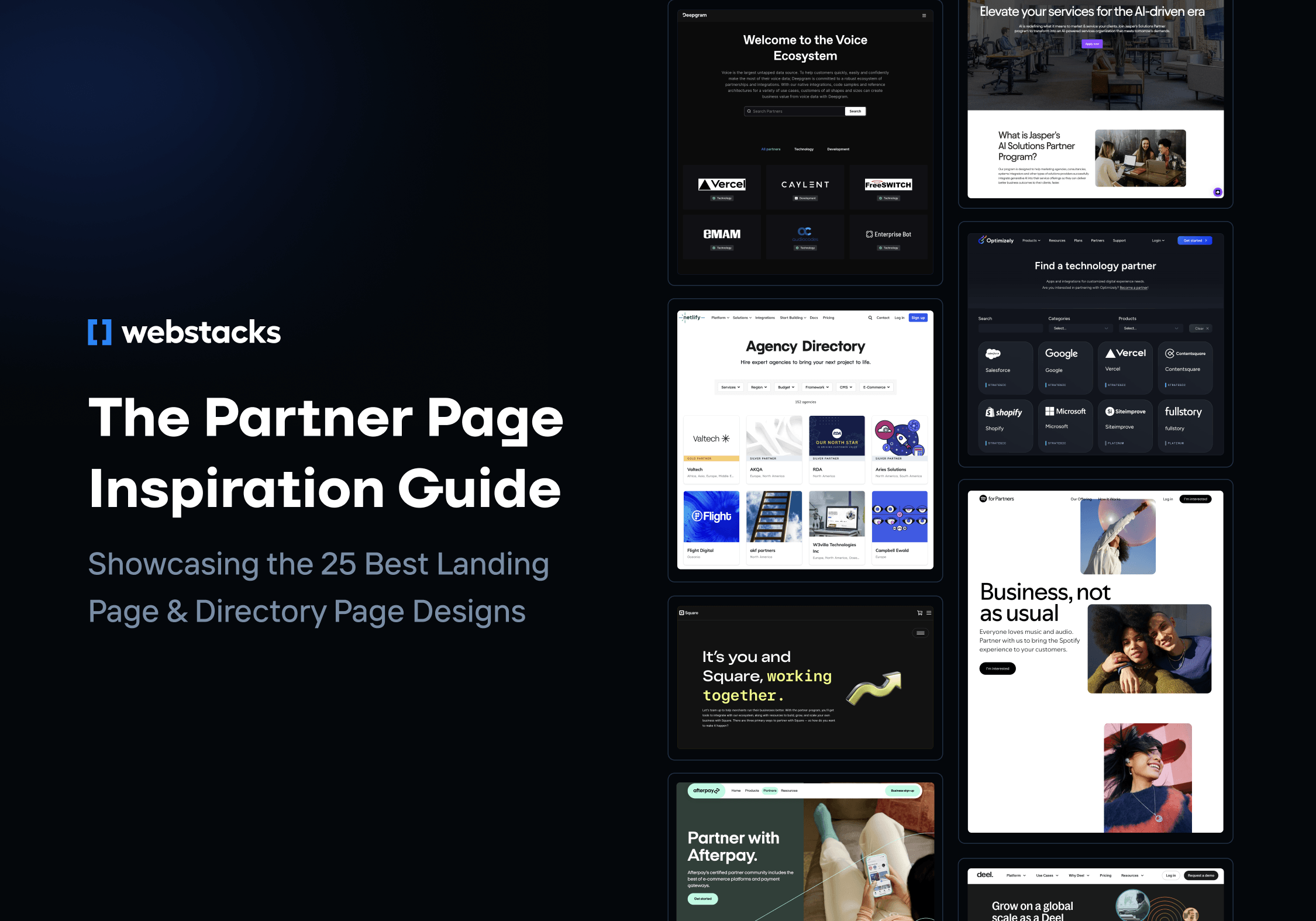 Cover image of Webstacks' Partner Page Inspiration Guide