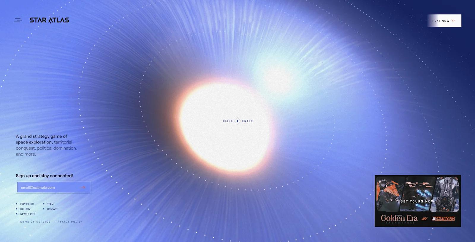 A screenshot taken from the Star Atlas website homepage.