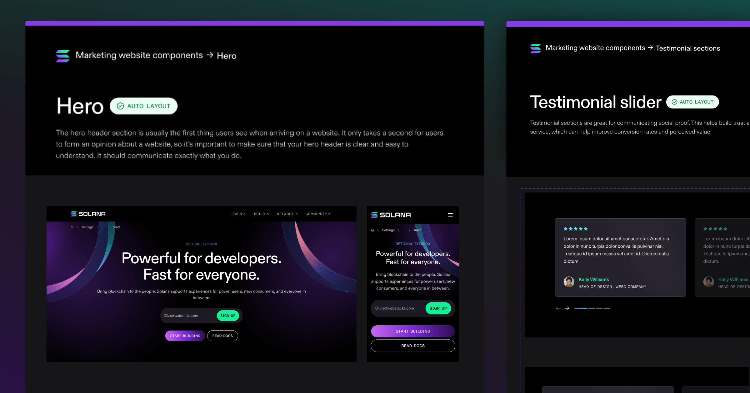 Solana Design System components.