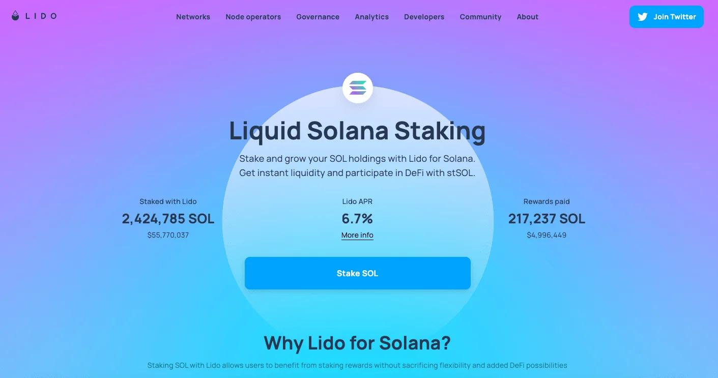 The Lido Staking platform interface for the Solana blockchain.