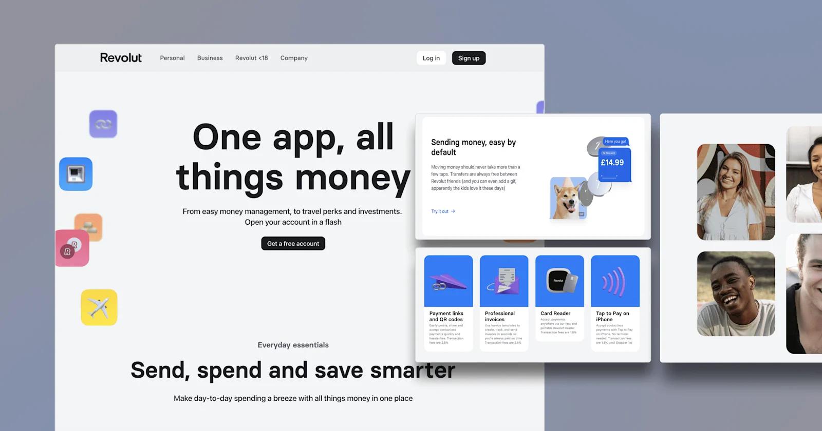 Examples of high-quality web design from Revolut.